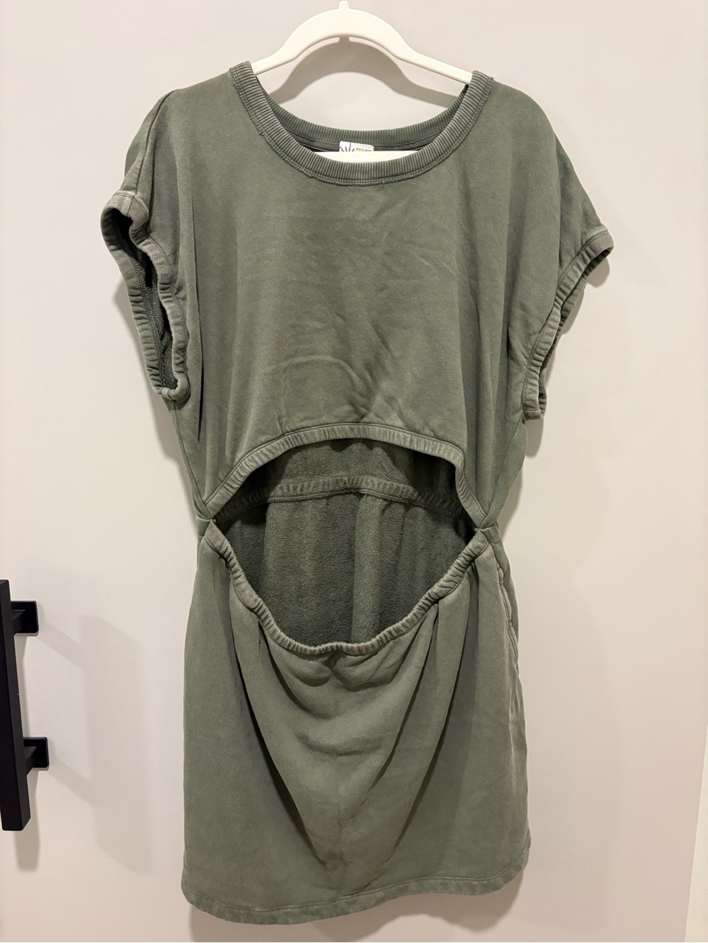 aerie Olive Cutout Backless Tee Dress